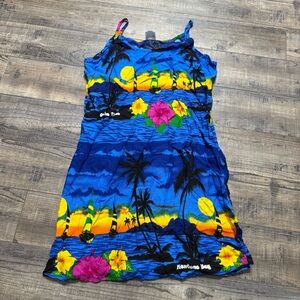 Beach Club Blue Hawaiian Flower Dress